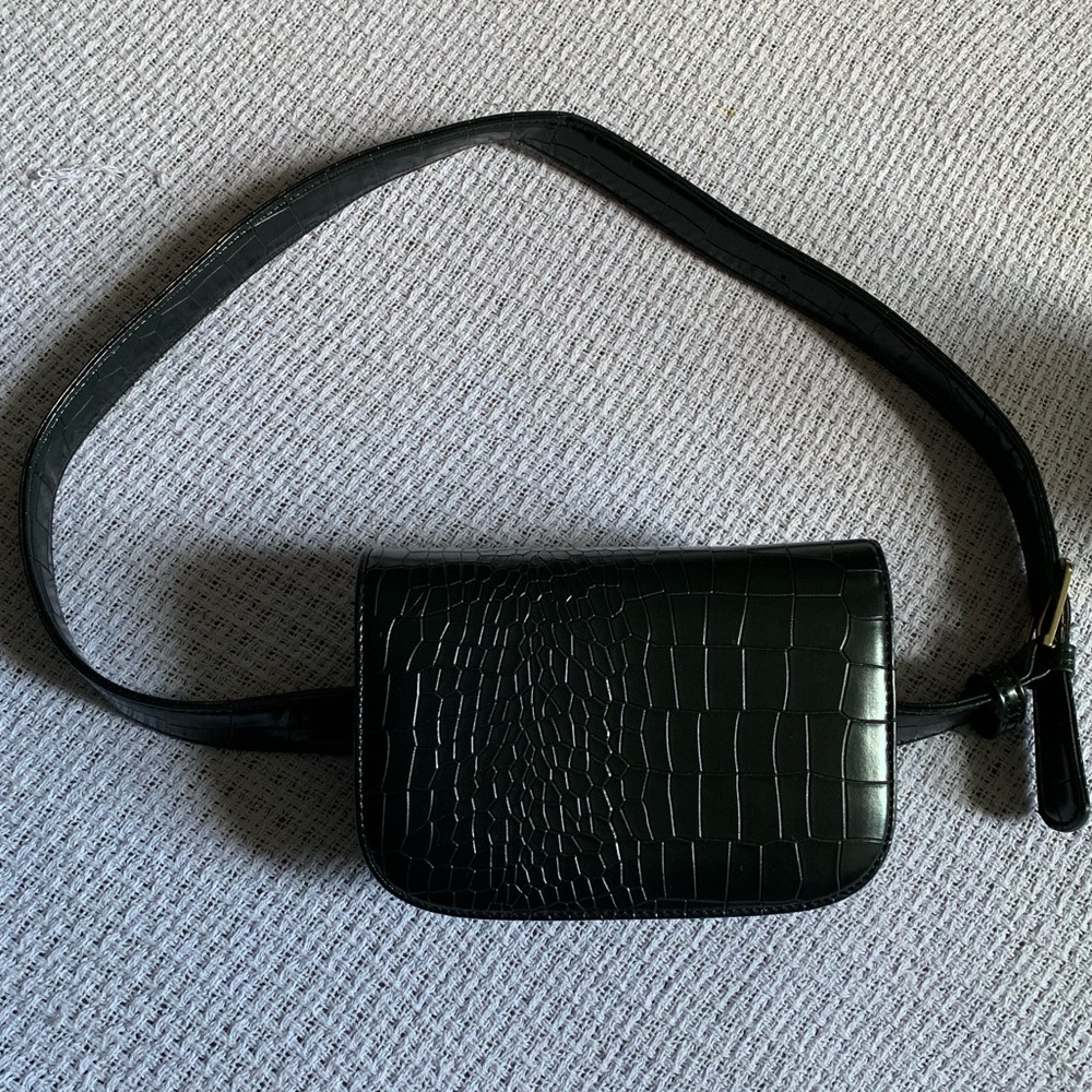 Forever 21 Black Croc Belt Bag